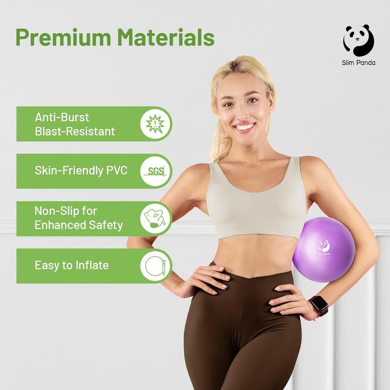 Slim Panda Pilates Ball, 9 Inch Small Exercise Ball, Anti Burst Mini Yoga Ball for Stability, Workout, Barre, Core Strength, Physical Therapy, Balance, Stretching - Image 2